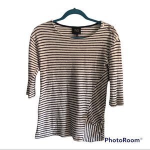 Anthropologie W5 Navy and White Stripped 3/4 Sleeve Shirt with Side Pock…